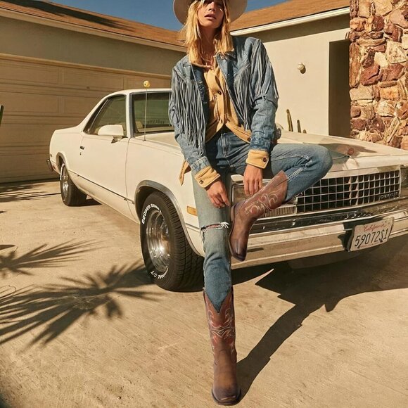 SheSole Western Boots Women Brown Cowboy Leauther Square Toe Wide Mid Calf - Picture 9 of 10